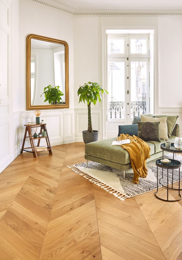 Photo d'ambiance parquet Chêne Zenitude Miel, Point de Hongrie 139